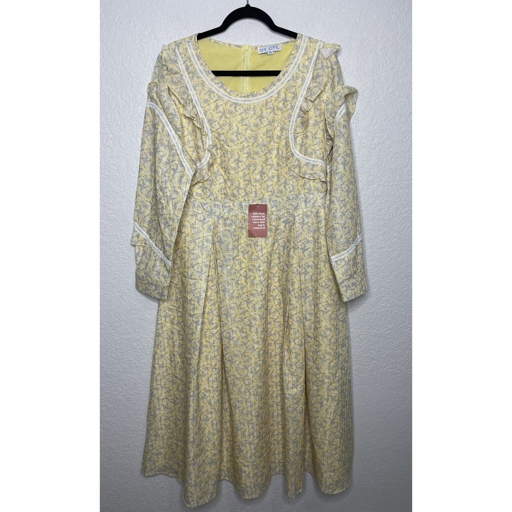 NEW Ivy City Womens Leightonn Yellow Floral Dress Size XXL CottageCore Prairie